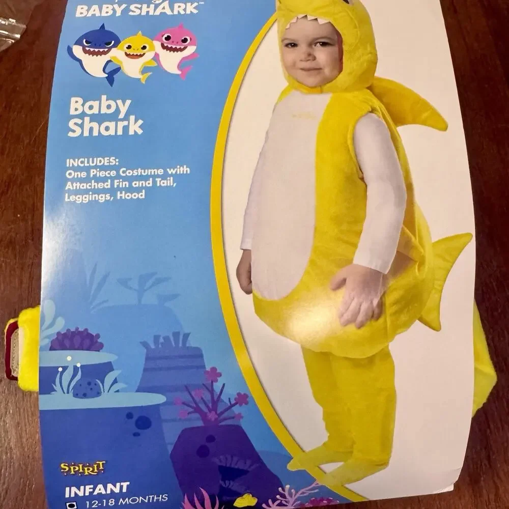 Spirit Halloween Pinkfong Baby Shark Infant Costume 12-18 Months Yellow NIP